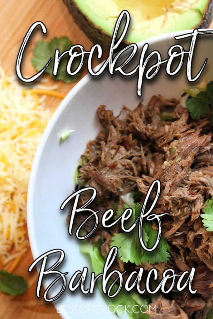 Our delicious beef barbacoa crock pot recipe is full of flavor and perfect for tacos, fajitas, beef bowls, burritos and more making delicious family dinners that everyone will love. Mexican Recipes | Crockpot Dinner Recipes | Low Carb Mexican Recipe | Keto Crockpot Recipes | Beef Crockpot Recipes #crockpot #recipe