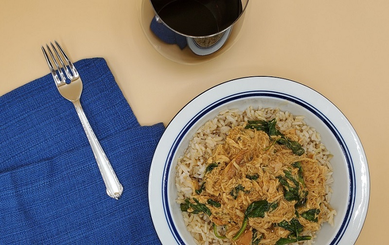 The crock pot peanut chicken and spinach bowl recipe can help make a healthy crock pot meal for dinner and the whole family. Peanut Chicken Crock Pot | Thai Peanut Chicken | Amazing Crock Pot Recipes | Healthy Crockpot Recipes | Slow Cooker Recipes for Two | Slow Cooker Recipes with Chicken