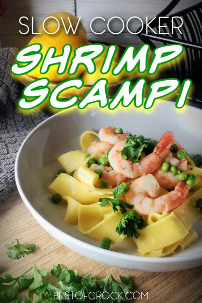 This slow cooker shrimp scampi recipe will be an immediate favorite for your family and friends and it requires minimal effort! Crockpot Seafood Recipes | Crockpot Shrimp Recipe | Crockpot Pasta Recipe | Slow Cooker Pasta #slowcooker #pasta