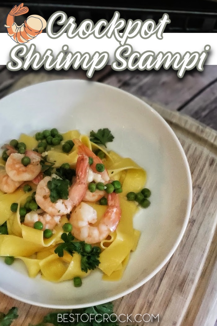 This slow cooker shrimp scampi recipe will be an immediate favorite for your family and friends and it requires minimal effort! Crockpot Seafood Recipes | Crockpot Shrimp Recipe | Crockpot Pasta Recipe | Slow Cooker Pasta #slowcooker #pasta