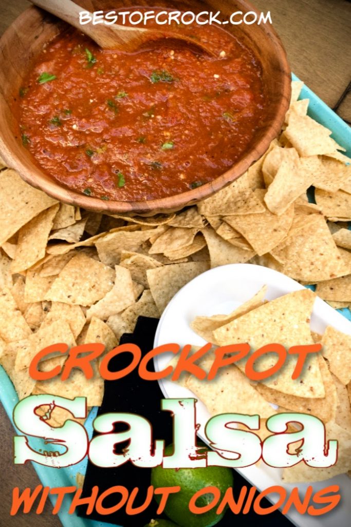 Using a crockpot salsa without onions recipe can provide you with amazing, flavorful homemade salsa without the fear of onions if you have a food allergy. Homemade Dip Recipe | Party Recipes | Homemade Salsa Recipe Without Onions | Fresh Salsa Recipe | Recipes for Onion Allergies | Party Planning | Party Food #salsa #recipe
