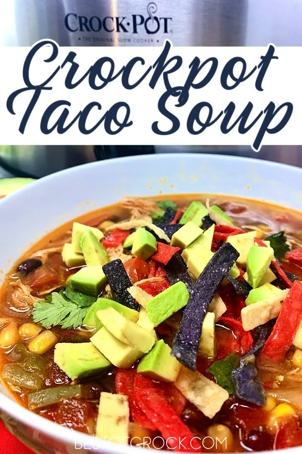 Crockpot chicken tortilla soup a delicious and easy homemade soup recipe! Add it to your meal prep for the week; this recipe also scales easily for larger groups! Healthy Soup Recipe | Mexican Soup Recipe | Mexican Crockpot Recipes | Healthy Crockpot Recipes | Slow Cooker Tortilla Soup #crockpot #soup
