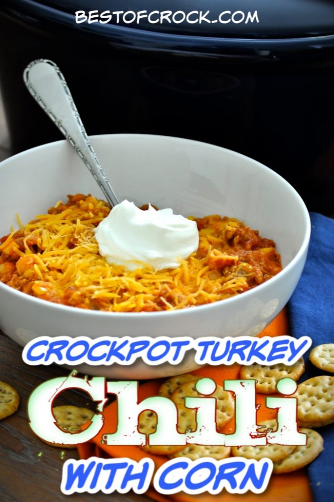 Add this delicious and easy crockpot turkey chili with corn to your meal planning! It makes for a great family dinner recipe or party recipe. Crockpot Dinner Recipe | Slow Cooker Recipes with Turkey | Slow Cooker Chili Recipes | Crockpot Recipes for Parties | Slow Cooker Recipes for a Crowd | Party Recipes | Chili Recipes for Parties #crockpot #chili