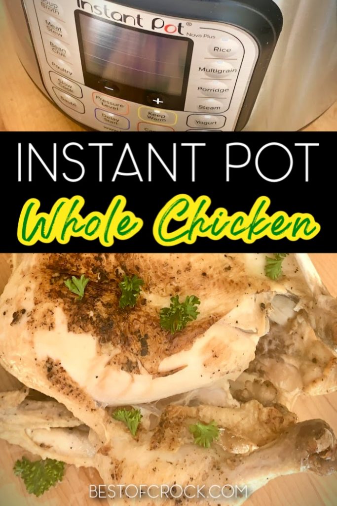 Knowing how to make a whole chicken in the Instant Pot is so helpful for meal planning. This easy recipe will help you make a delicious dinner in a hurry! Instant Pot Chicken Recipe | Chicken Recipe Instant Pot | Pressure Cooker Whole Chicken | Chicken Dinner Recipe | Recipes with Chicken | Whole Chicken Recipe | Rotisserie Chicken at Home #instantpot #chicken