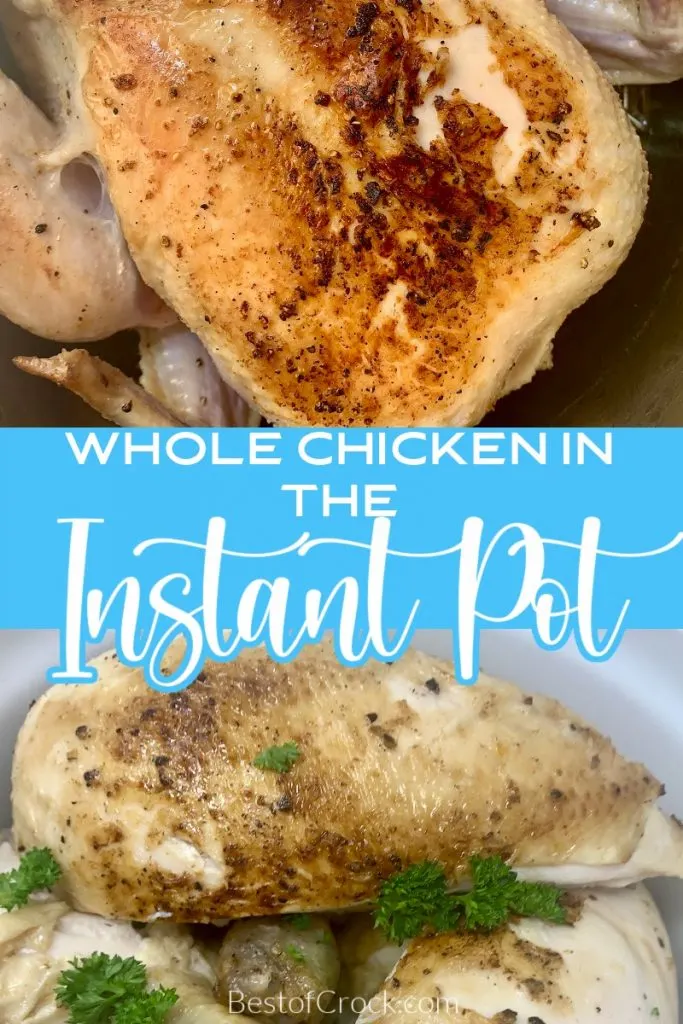 Knowing how to make a whole chicken in the Instant Pot is so helpful for meal planning. This easy recipe will help you make a delicious dinner in a hurry! Instant Pot Chicken Recipe | Chicken Recipe Instant Pot | Pressure Cooker Whole Chicken | Chicken Dinner Recipe | Recipes with Chicken | Whole Chicken Recipe | Rotisserie Chicken at Home | Instant Pot Chicken Recipes | Instant Pot Dinner Recipes #instantpot #chickenrecipes