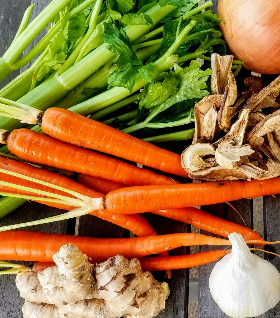 Instant Pot Bone Broth Carrots and Onions with Other Ingredients