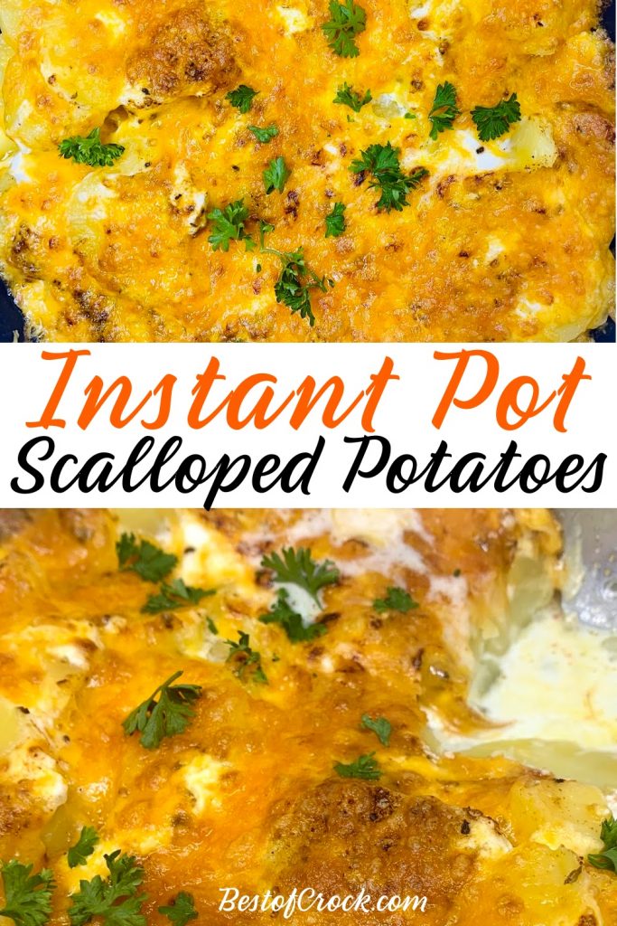 Instant Pot side dish recipes help make putting together a family dinner easier and this Instant Pot sour cream scalloped potatoes recipe will help for sure! Instant Pot Scalloped Potatoes with Sour Cream | Instant Pot Cheesy Potatoes | Instant Pot Side Dish Recipes | How to Make Scalloped Potatoes | Instant Pot BBQ Recipes | Instant Pot Potato Recipes | Party Side Dish Recipes #instantpot #potatoes