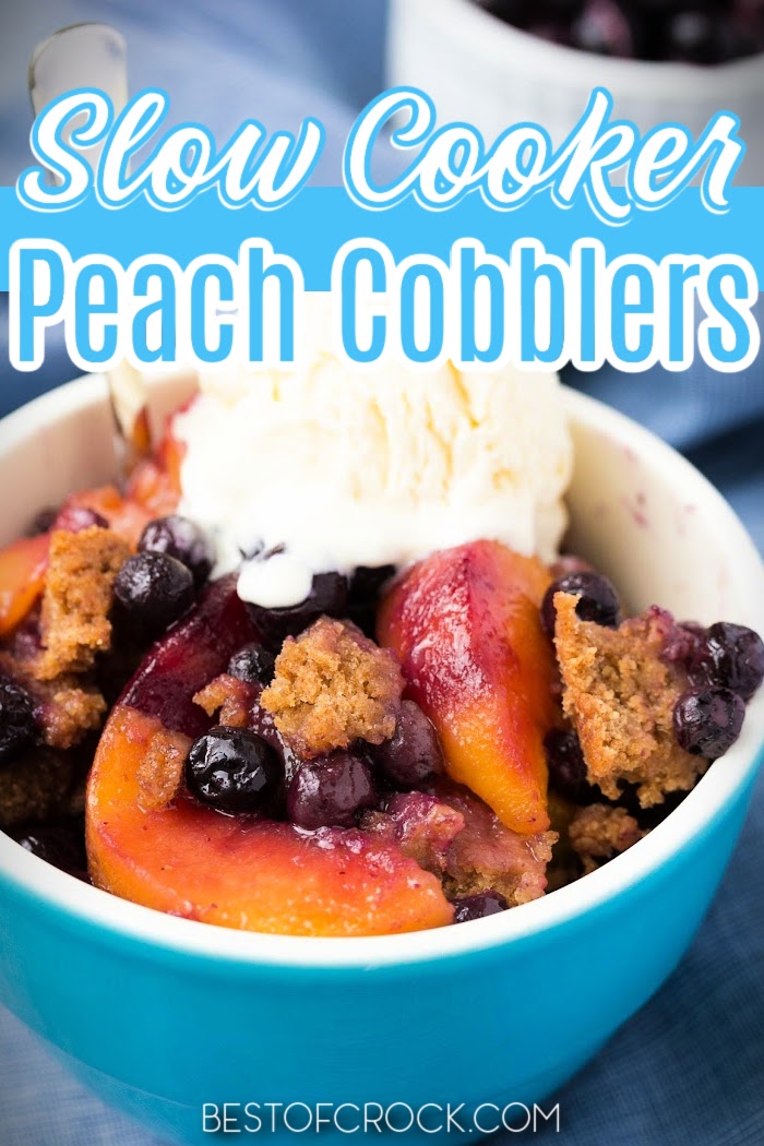 Slow cooker peach cobbler recipes make enjoying the classic southern recipes even easier with enhanced flavor and less work. Crockpot Peach Cobbler with Canned Peaches and Bisquick | Crockpot Peach Cobbler Dump Cake | Slow Cooker Peach Crisp | Peach Cobbler Recipes | Southern Dessert Recipes | Crockpot Dessert Recipes | Peach Cobbler with Cake Mix #crockpotrecipes #dessertrecipes