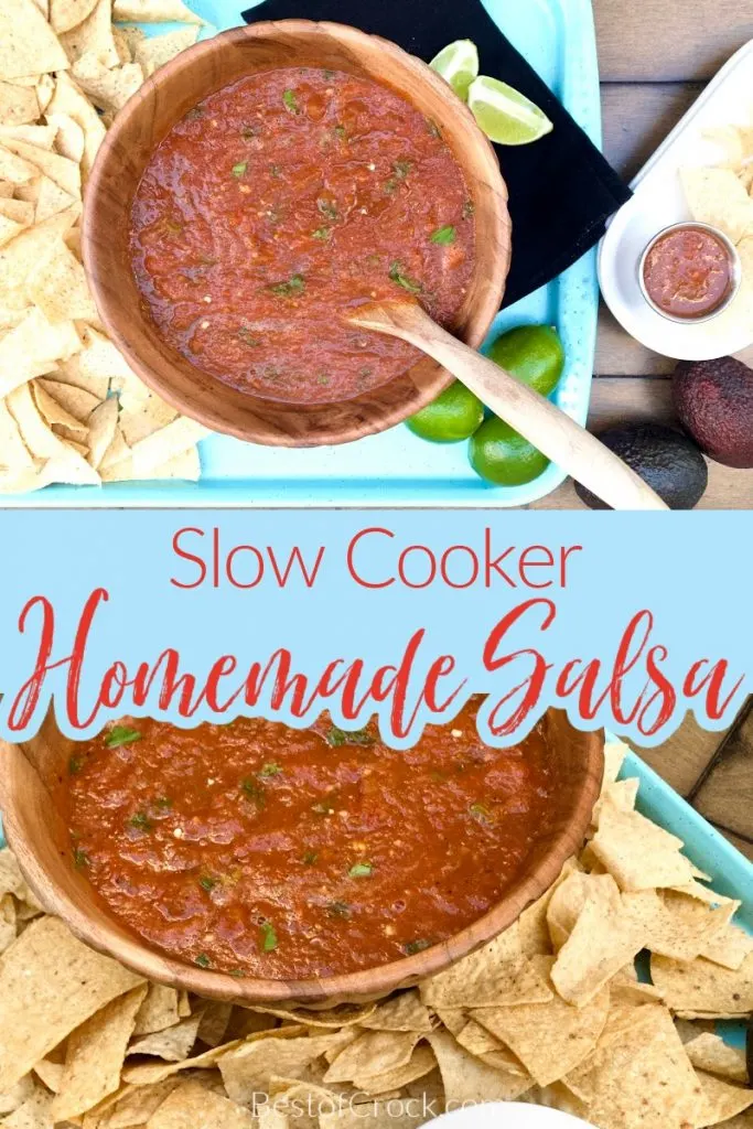 Homemade slow cooker salsa is so easy to make at home and is a great party dish. You can also use it as a delicious taco topping. Slow Roasted Salsa Recipe | Home Made Cooked Salsa | Cooked Salsa At Home | How to Make Salsa | Crockpot Party Recipe | Crockpot Dip Recipes | Slow Cooker Party Ideas #salsarecipe #slowcookerrecipes