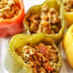 Low Carb Slow Cooker Stuffed Peppers Assorted Stuffed Peppers on a Plate