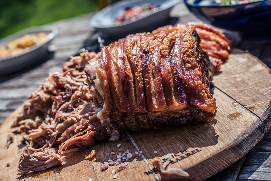 Slow Cooker Pulled Pork Recipes Close Up of Pulled Pork on a Cutting Board