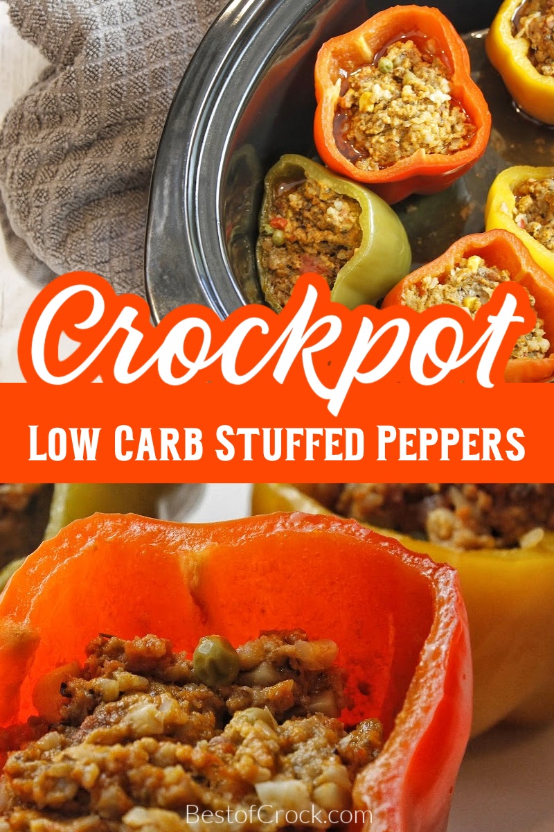 Low carb slow cooker stuffed peppers make the perfect crockpot recipe for your healthy diet that you can toss together with little effort. Stuffed Peppers with Cauliflower Rice | Low Carb Stuffed peppers Crockpot | Healthy Stuffed Peppers | Low Carb Crockpot Recipes | Crockpot Recipes with Beef | Low Carb Beef Recipes | Keto Crockpot Recipes | Keto Ground Beef Recipes via @bestofcrock