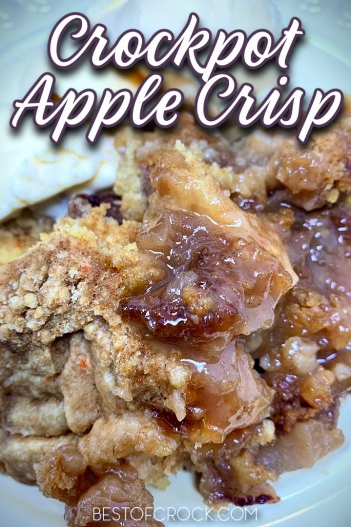 Making an apple crisp is easier when you use this easy crockpot apple crisp with cake mix recipe that is filled with flavor. Slow Cooker Apple Crisp Recipe | Crockpot Dessert Recipe | Slow Cooker Dessert Recipe | Crockpot Recipes with Apples | Apple Crisp without Oats | Cake Mix Apple Crisp #dessert #crockpot