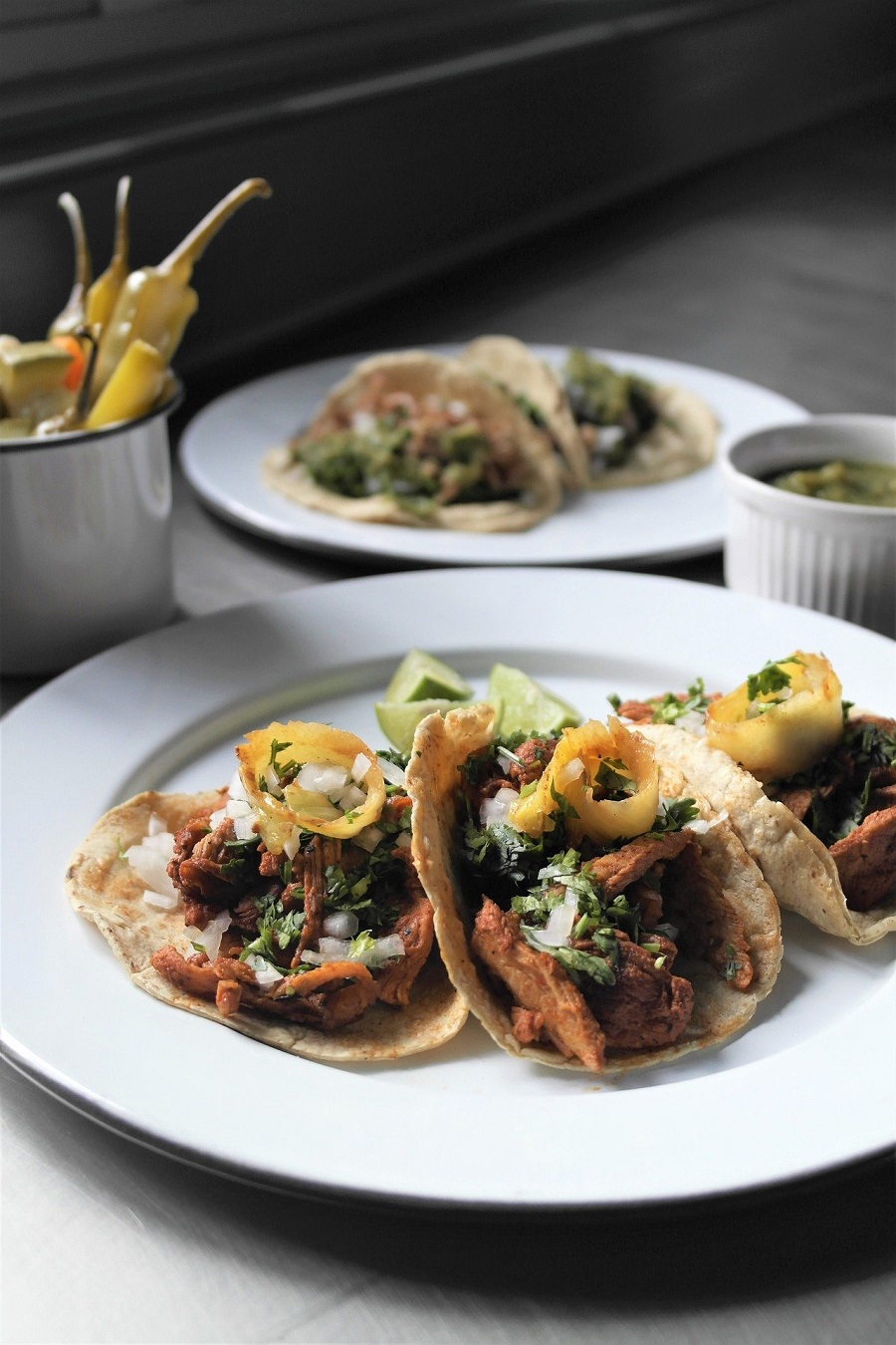 Slow Cooker Chicken Taco Recipes a Plate of Tacos on a Table