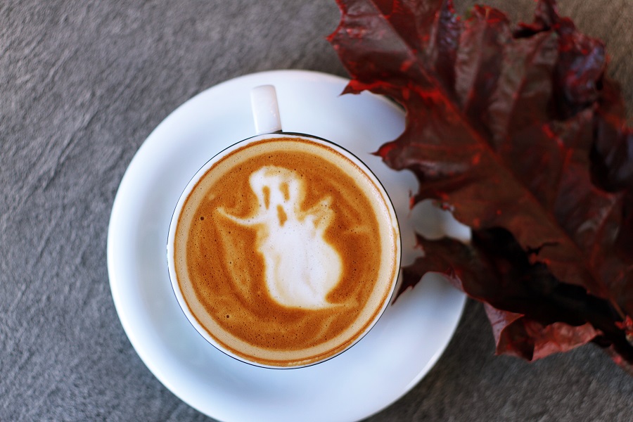 Halloween Pasta Recipes a Cup of Coffee with Foam in the Shape of a Ghost