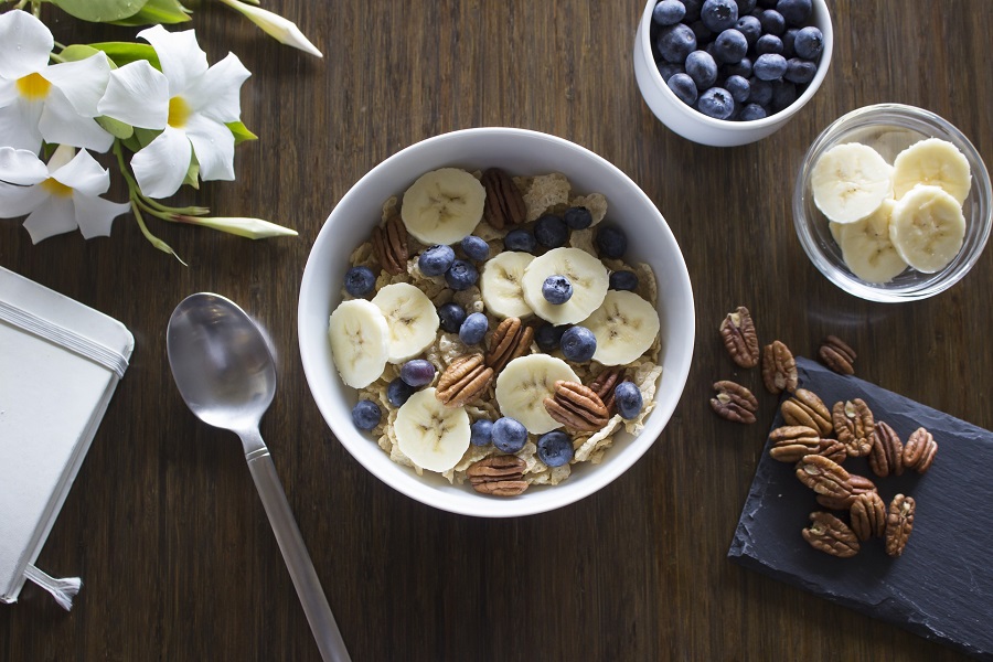 Crockpot Breakfast Ideas Overhead View of a Bowl of Breakfast with Fruit 