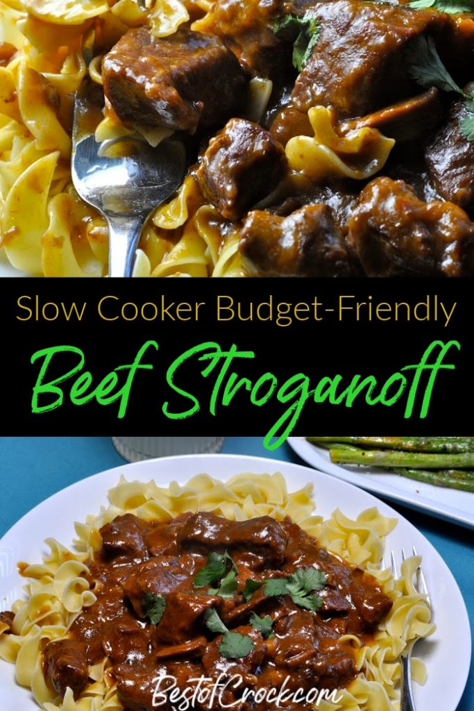 Budget friendly beef stroganoff is an easy crockpot recipe that is not only easy to make but easy on the family budget. Budget Friendly Crockpot Meals | Crockpot Meals Families | Easy Budget Friendly Crockpot Meals | Crockpot Recipes on a Budget | Crockpot Recipes with Beef | Crockpot Pasta Recipes #crockpot #budget