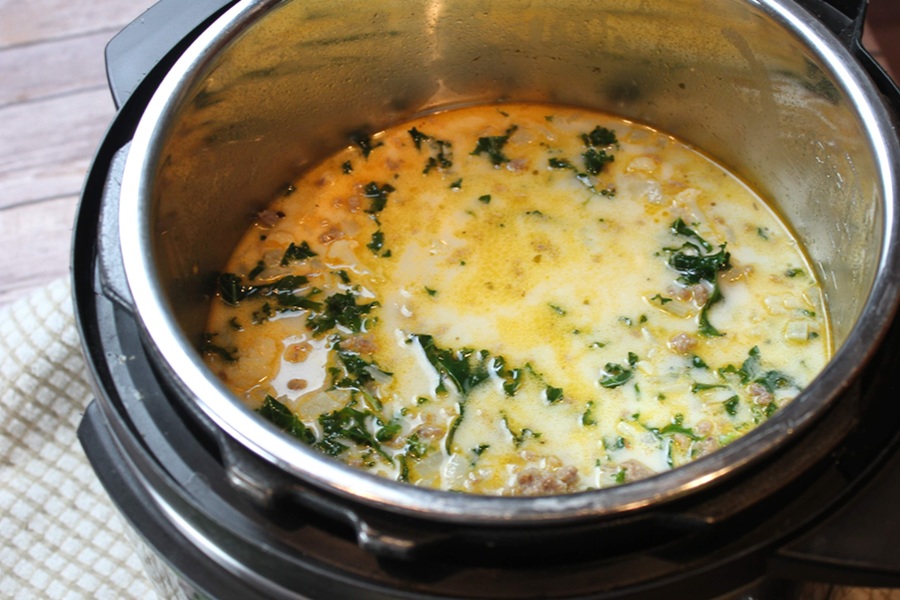 Easy Creamy Kale Soup in an Instant Pot with the Lid Off