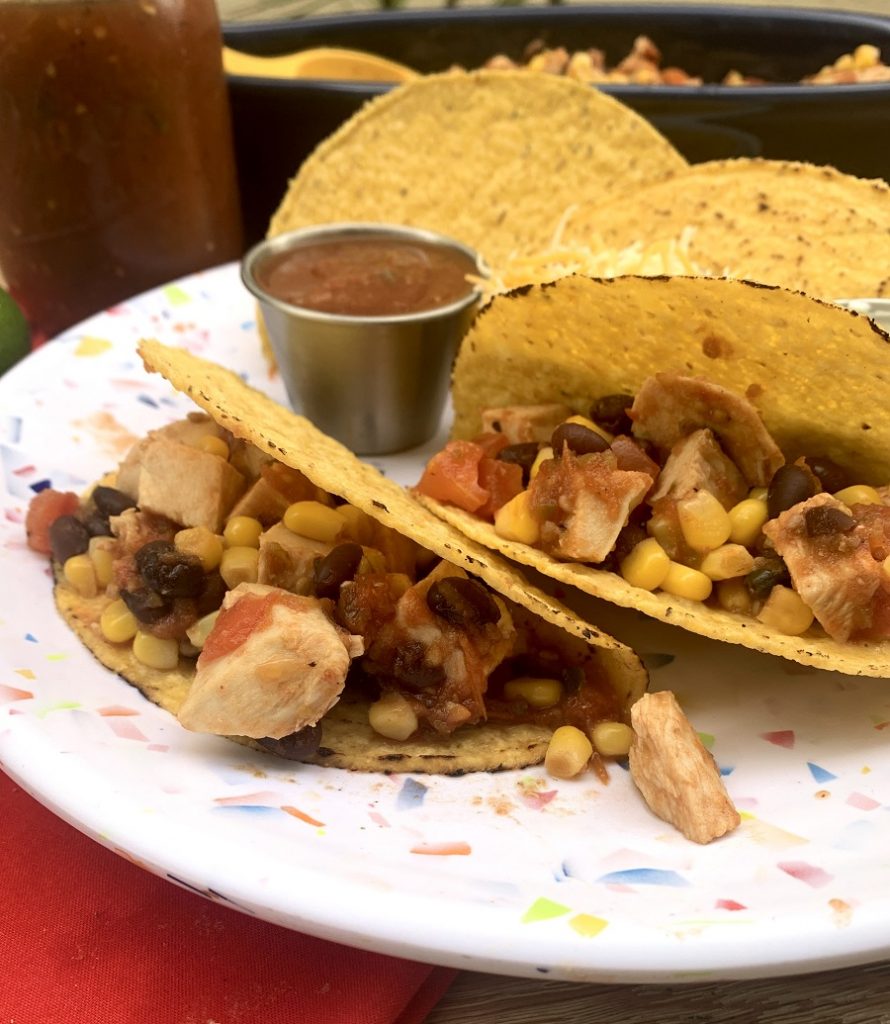 Slow Cooker Salsa Chicken for Tacos on a Plate