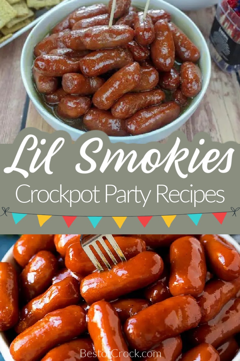Crockpot little smokies with brown sugar recipes make the best crockpot party recipe for appetizers and finger foods. Crockpot Party Recipes | Party Appetizer Recipes | Crockpot Finger Foods | Slow Cooker Little Smokies with Bacon | Cocktail Weenie Recipes #crockpot #sausage via @bestofcrock
