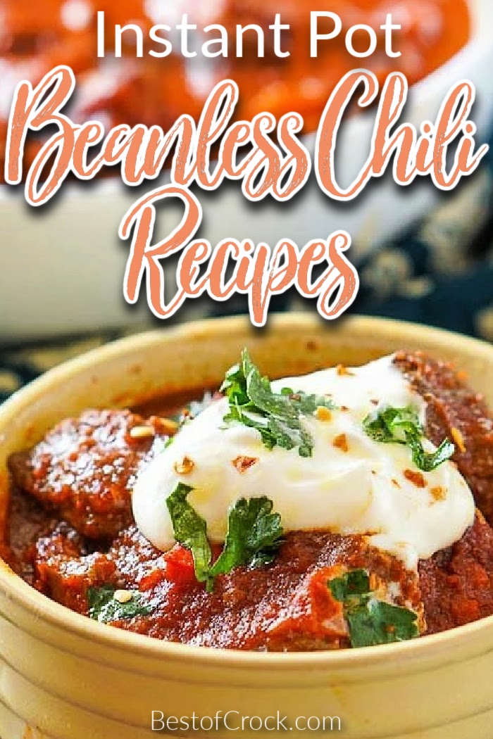 The best beanless Instant Pot chili recipes can help you earn the blue ribbon chili award from family and friends! These chili recipes are so easy to make, too! Beanless White Chicken Chili | Beanless Turkey Chili | Instant Pot Turkey Chili | Instant Pot Chili with Beef | Chunky Chili Recipes | Low Carb Chili Recipes #instantpotchili #chilirecipes via @bestofcrock