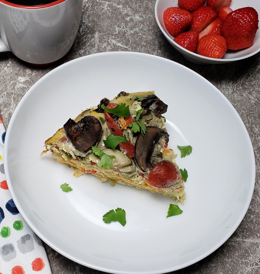 Crockpot Breakfast Recipes Overhead View of a Breakfast Casserole on a Plate