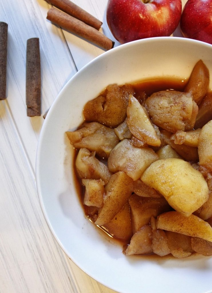 Instant Pot Cinnamon Apples Overhead View of a Bowl of Cinnamon Apples