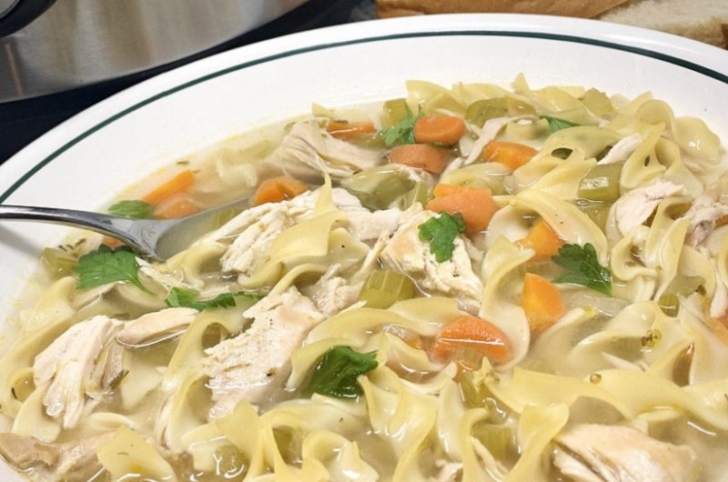 Beginner Instant Pot Recipes with Chicken Close Up of a Bowl of Chicken Soup
