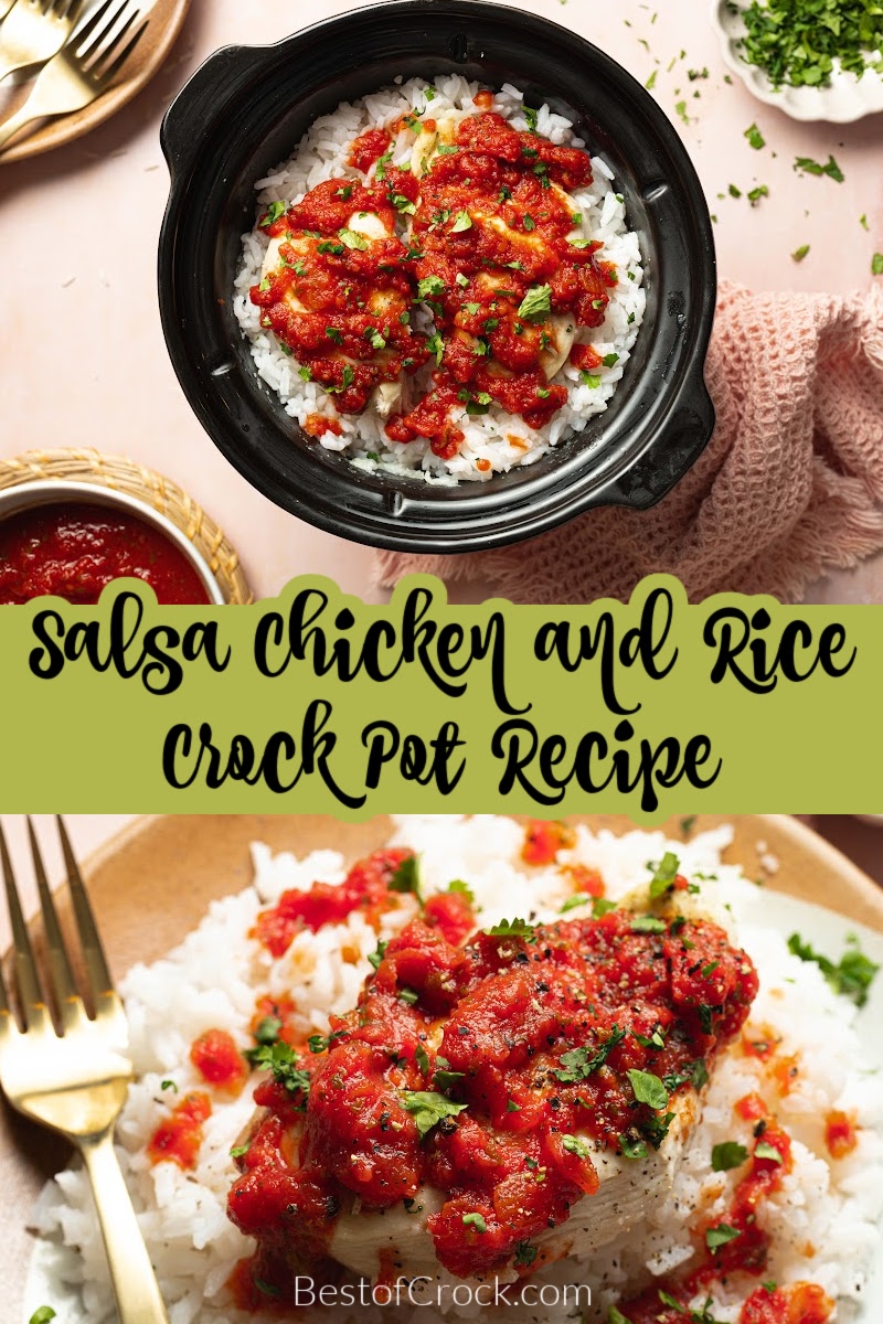 This salsa chicken and rice crock pot recipe is a super easy Mexican-inspired weeknight meal that works for easy weeknight meals or meal prep lunches. Crockpot Salsa Chicken | Easy Salsa Chicken | Homemade Salsa Chicken | Spicy Salsa Chicken | Healthy Salsa Chicken | Quick Salsa Chicken | Mexican Salsa Chicken | Slow Cooker Salsa Chicken | Crockpot Recipes for Busy Weeknights | Kid-Friendly Crockpot Recipes via @bestofcrock