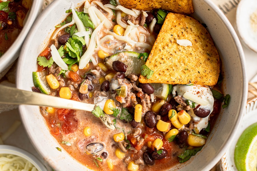 Crockpot Taco Soup Recipe Close Up of Taco Soup