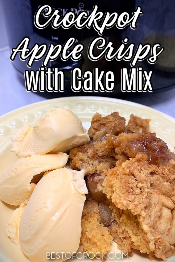 Making an apple crisp is easier when you use this easy crockpot apple crisp with cake mix recipe that is filled with flavor. Slow Cooker Apple Crisp Recipe | Crockpot Dessert Recipe | Slow Cooker Dessert Recipe | Crockpot Recipes with Apples | Apple Crisp without Oats | Cake Mix Apple Crisp #dessert #crockpot