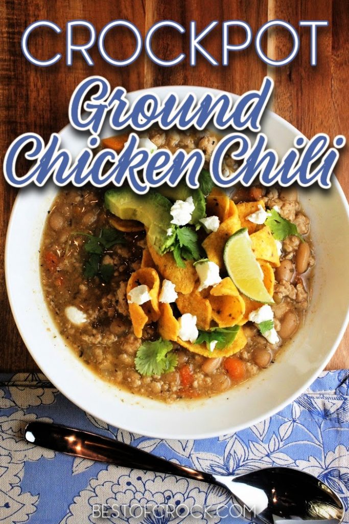 This crockpot ground chicken chili recipe is easy to make and low in fat, making it perfect for a healthy diet. Friends and family are sure to enjoy this homemade chili recipe, too! Slow Cooker Chicken Chili | Crockpot White Chicken Chili | Homemade Chili Recipe | Homemade Chili with Chicken | How to Make Chili in a Crockpot | Crockpot Dinner Recipes | Slow Cooker Comfort Food Recipes | Crockpot Recipes with Chicken #crockpot #chili
