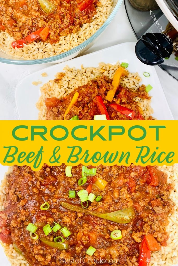 All it takes is an easy crockpot beef with brown rice and vegetables recipe to make dinner both simple and enjoyable tonight. Slow Cooker Beef and Rice Casserole | Stew Beef and Rice in Crockpot | Steak and Brown Rice Recipes | Ground Beef and Rice Recipes | Beef in Slow Cooker | Slow Cooker Recipes with Beef | Crockpot Recipes with Beef #beef #slowcooker