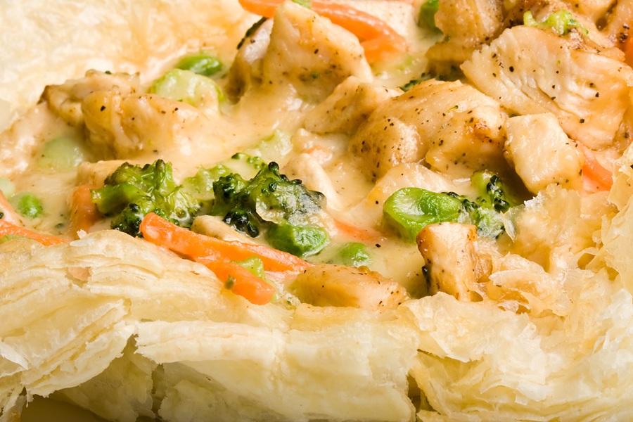 Quick Chicken Pot Pie Casserole Recipes light a fluffy chicken pot pie hot out of the oven