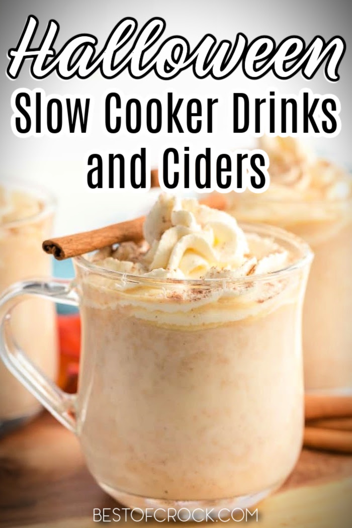 Try one of these easy Halloween slow cooker cider recipes to make your Halloween even more festive! Crockpot Drink Recipes| Fall Crockpot Drink Recipes | Slow Cooker Drink Recipes for Halloween | Crockpot Apple Cider Ideas | Halloween Drinks with Alcohol | Spooky Halloween Drink Recipes #halloween #slowcooker via @bestofcrock