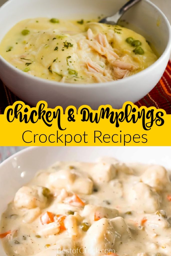 Crockpot chicken and dumplings recipes are loved by many making them a classic and easy family dinner. Slow Cooker Chicken and Dumplings | Homemade Chicken and Dumplings | Chicken and Dumplings from Scratch | Frozen Dumplings Chicken and Dumplings | Crockpot Chicken and Dumplings with Noodles | Crockpot Family Dinners | Family Dinner Recipes for Slow Cookers | Crockpot Soup Recipes | Slow Cooker Soups #crockpotrecipes #dinnerrecipes