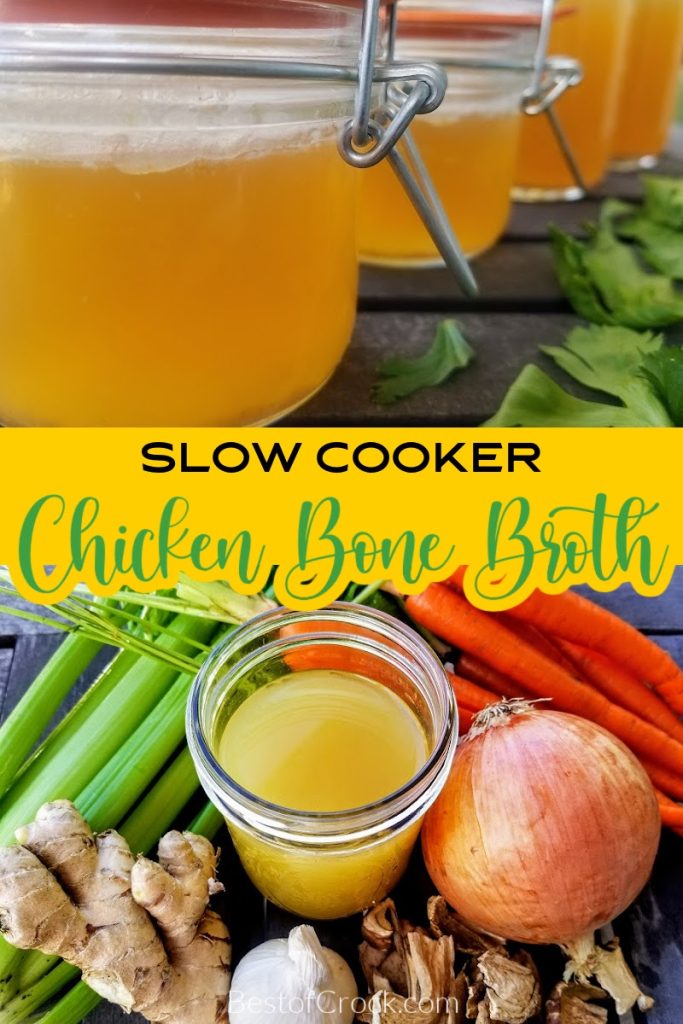 Knowing how to make this slow cooker chicken bone broth recipe will help you add protein to meals and add tons of flavor to your favorite recipes. Keto Bone Broth Recipe | Bone Broth Slow Cooker | Chicken Bone Broth Crockpot | Crockpot Broth Recipe | How to Make Bone Broth | Homemade Bone Broth #bonebroth #crockpotrecipe