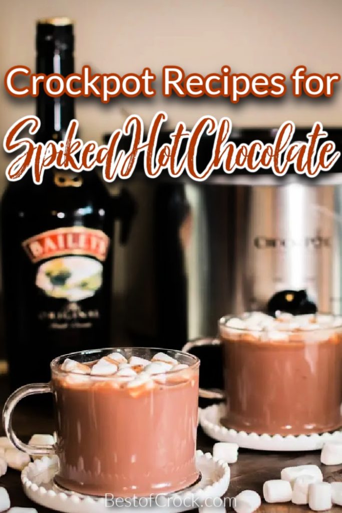 Crockpot spiked hot chocolate recipes help make classic hot chocolate even more enjoyable for adults and more fun to enjoy during holiday gatherings. Spiked Peppermint Hot Chocolate Crockpot | Spiked White Hot Chocolate Crockpot | Holiday Party Drinks | Hot Chocolate Slow Cooker Cocktail Recipes | Spiked Mexican Hot Chocolate Crockpot | Holiday Party Recipes | Holiday Drinks for Adults | Christmas Party Recipes #crockpot #hotchocolate