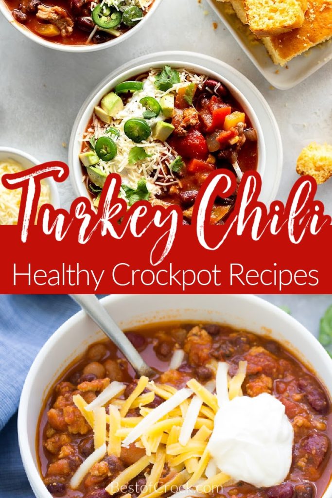 Making healthy chili recipes is easier with these crockpot turkey chili recipes that are filled with flavor and easy to make any night of the week! Crockpot Turkey Chili Healthy | Healthy Crockpot Recipes | Chili Slow Cooker Recipe | Crockpot Recipes with Turkey | Turkey Slow Cooker Recipes | Crockpot Turkey Chili No Beans | Healthy Crockpot Lunches | Healthy Crockpot Dinners | Make Ahead Crockpot Recipes #chilirecipes #crockpotrecipes