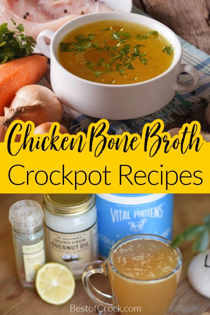 Bone Broth is easier to make than you may think when you use crockpot chicken bone broth recipes that are fast and simple. Whole Chicken Bone Broth Recipe | Recipes Using Bone Broth | Chicken Bone Broth Soup | Chicken Bone Broth Benefits | Keto Bone Broth Recipe Slow Cooker | Healthy Crockpot Recipes | Crockpot Soup Recipes | How to Make Bone Broth #bonebroth #crockpotrecipes