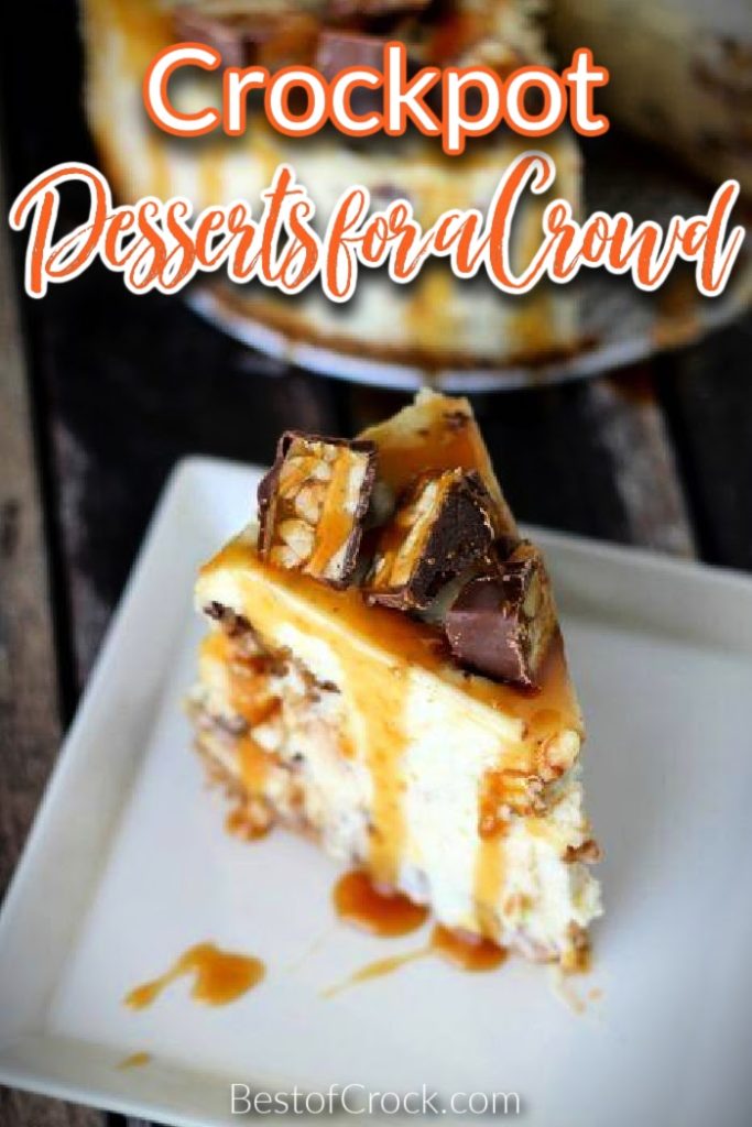 Crockpot desserts for a crowd make serving up party desserts or holiday desserts easier no matter how many people you serve or what the occasion. Crockpot Dessert Recipes | Crockpot Party Recipes | Dinner Party Ideas | Crockpot Cake Recipes Cake Mix | Crockpot Dessert Recipes 3 Ingredients | Easy Party Dessert Recipes | Slow Cooker Dessert Recipes | Desserts for a Crowd | Party Dessert Recipes | Slow Cooker Cake Recipes | Crockpot Recipes with Fruit #desserts #crockpotrecipes