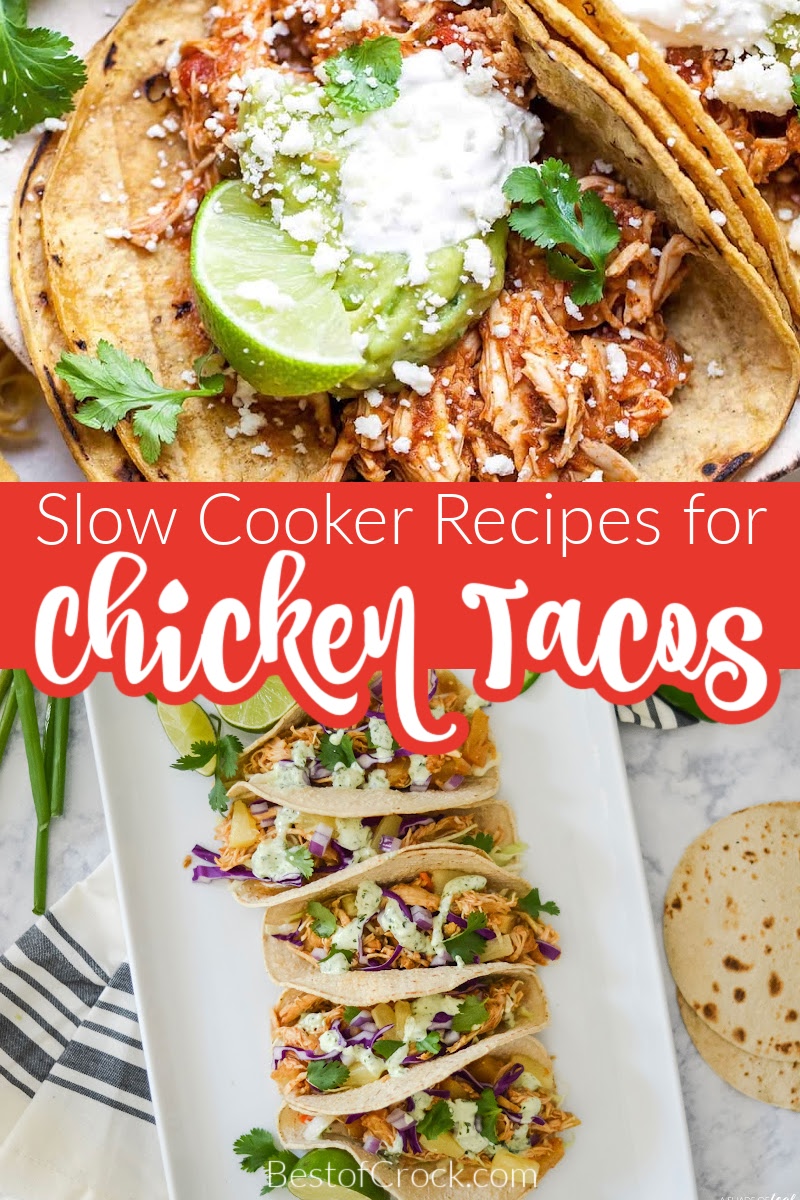 The best slow cooker chicken taco recipes make meal planning easy offering a world of amazing flavors for easy lunch and dinner recipes. Chicken Tacos Recipe Shredded | Korean Chicken Tacos Recipe | Mexican Slow Cooker Chicken | Crockpot Chicken Fajitas | Crockpot Chicken Dinner Recipes | Mexican Crockpot Recipes | Crockpot Taco Tuesday Recipes | Crockpot Mexican Food | Easy Mexican Food Recipes | Taco Tuesday Recipes | Chicken Tacos for Taco Tuesday #tacos #slowcookerrecipes