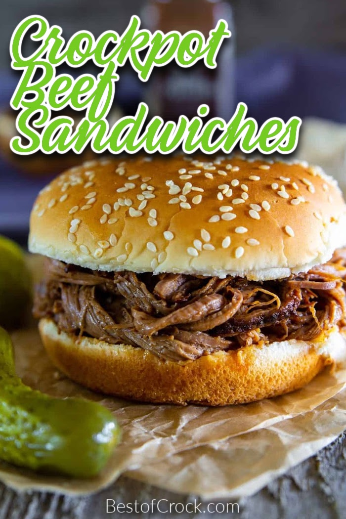 Make these easy crockpot beef sandwich recipes for a delicious lunch or dinner everyone in the family will enjoy. Crockpot Philly Cheesesteak Recipe | Crockpot Roast Beef Sandwich | Slow Cooker Italian Beef Sandwiches | Crockpot French Dip Sandwiches | Crockpot Recipes with Beef | Easy Lunch Recipes | Easy Dinner Ideas | Hot Sandwich Recipes | Slow Cooker Beef Recipes | Crockpot Recipes with Beef #dinnerrecipes #crockpotrecipes via @bestofcrock