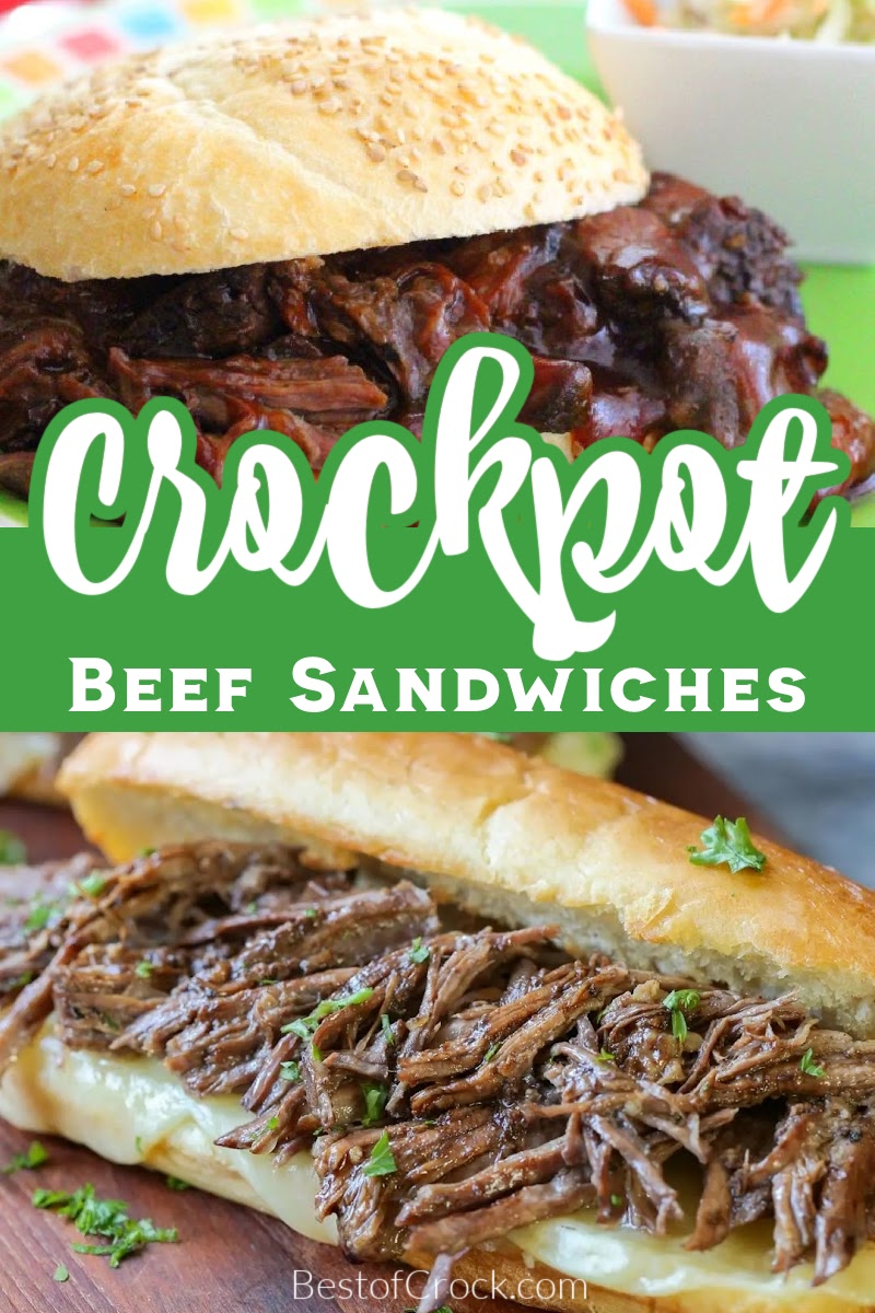 Make these easy crockpot beef sandwich recipes for a delicious lunch or dinner everyone in the family will enjoy. Crockpot Philly Cheesesteak Recipe | Crockpot Roast Beef Sandwich | Slow Cooker Italian Beef Sandwiches | Crockpot French Dip Sandwiches | Crockpot Recipes with Beef | Easy Lunch Recipes | Easy Dinner Ideas | Hot Sandwich Recipes | Slow Cooker Beef Recipes | Crockpot Recipes with Beef #dinnerrecipes #crockpotrecipes via @bestofcrock