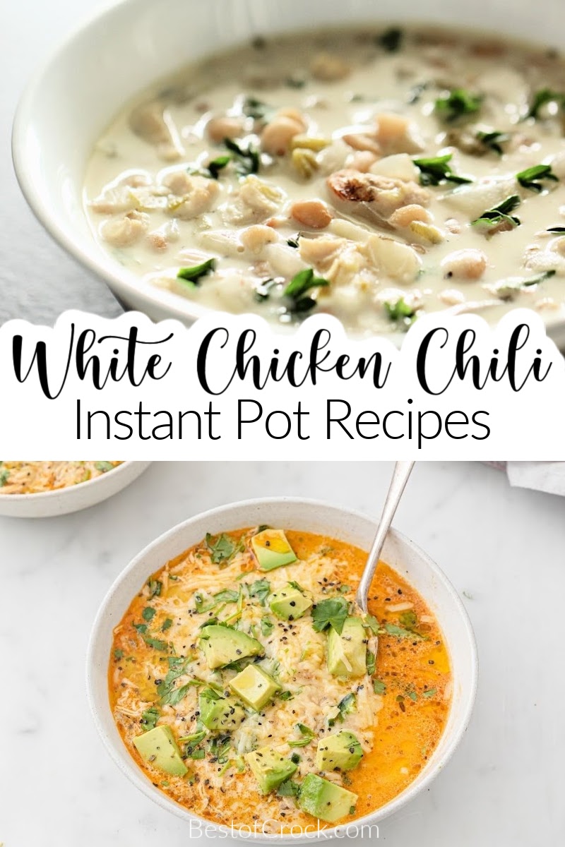 The best Instant Pot white chicken chili recipes give you an amazing dinner, leftovers perfect for lunch, and an easy recipe the kids will eat. Instant Pot Chili Recipes | Pressure Cooker White Chili Recipes | Instant Pot Recipes with Chicken | Chicken Pressure Cooker Recipes | Instant Pot Lunch Recipes | Instant Pot Dinner Recipes | Family Dinner Recipes with Chicken
