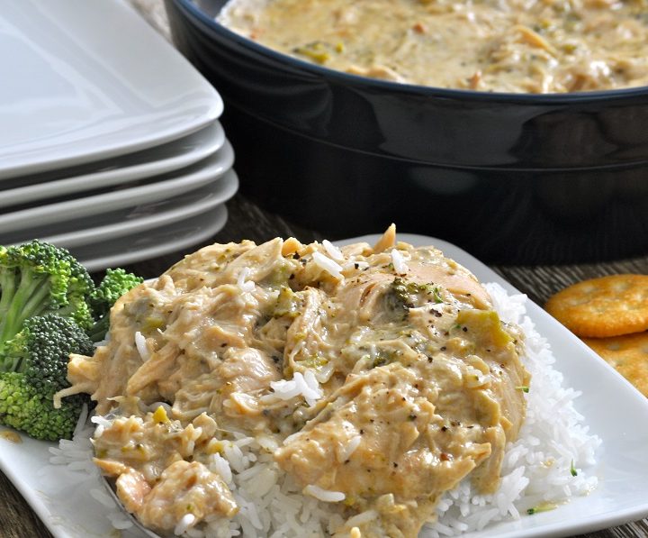 Chicken and Gravy Crockpot Recipes Plate of Rice Topped with Chicken and Gravy