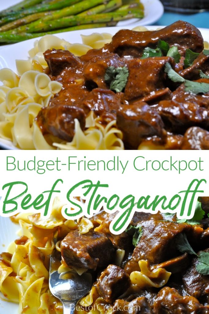 Budget friendly beef stroganoff is a delicious crockpot recipe that is not only easy to make but easy on the family budget. Budget Friendly Crockpot Meals | Crockpot Meals Families | Easy Budget Friendly Crockpot Meals | Crockpot Recipes on a Budget | Crockpot Recipes with Beef | Crockpot Pasta Recipes | Slow Cooker Recipes with Pasta | Slow Cooker Beef Recipes #crockpot #dinnerrecipes