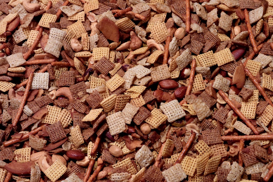Healthy Crockpot Snack Recipes Overhead View of Chex Mex