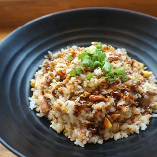 How to Make Instant Pot Rice Overhead View of a Plate of Brown Rice