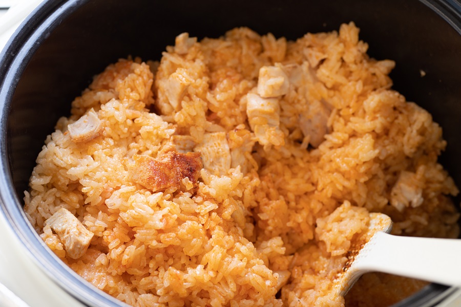 How to Make your Instant Pot Start Cooking Close Up of Rice Cooked Inside an Instant Pot